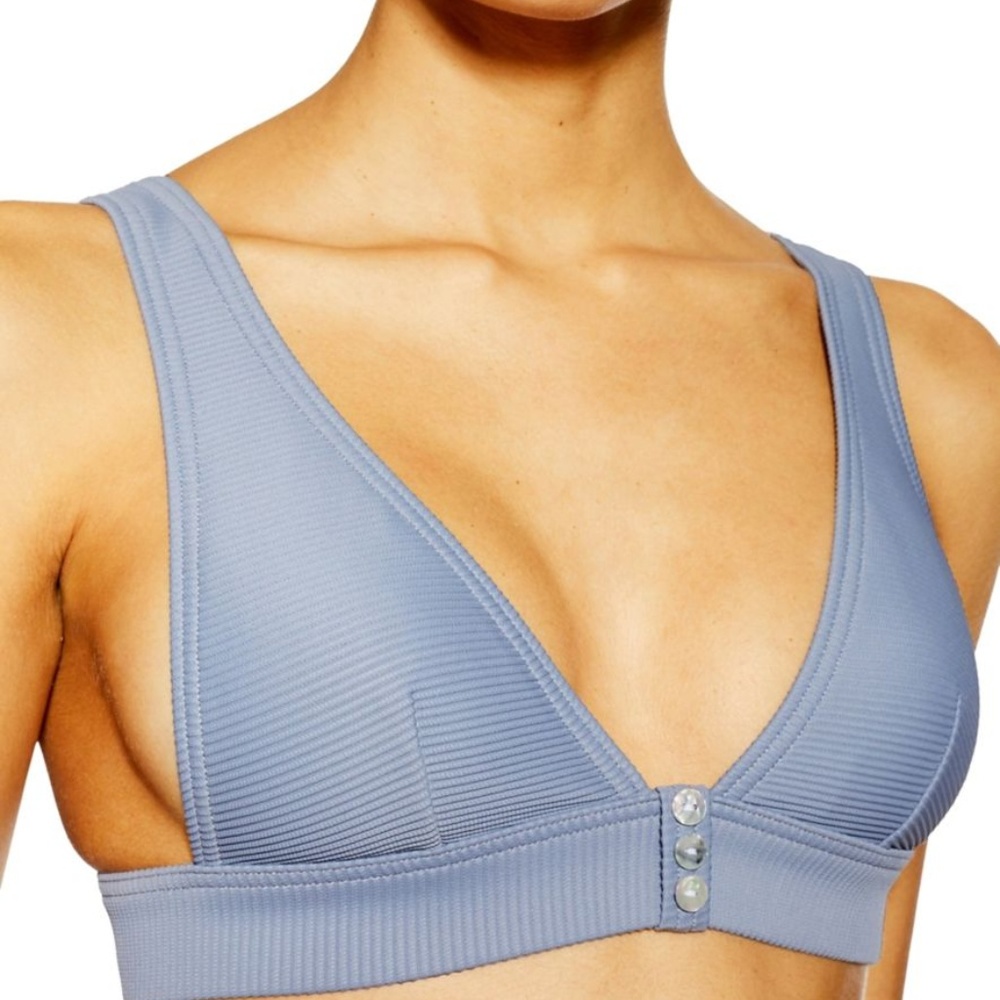 TOPSHOP Ribbed Button Triangle Bikini Top - Picture 3 of 3